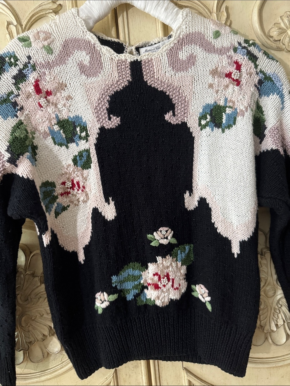 Marisa Christina 90’S Cottagecore Floral Hand Knit Sweater - Picture 2 of 12